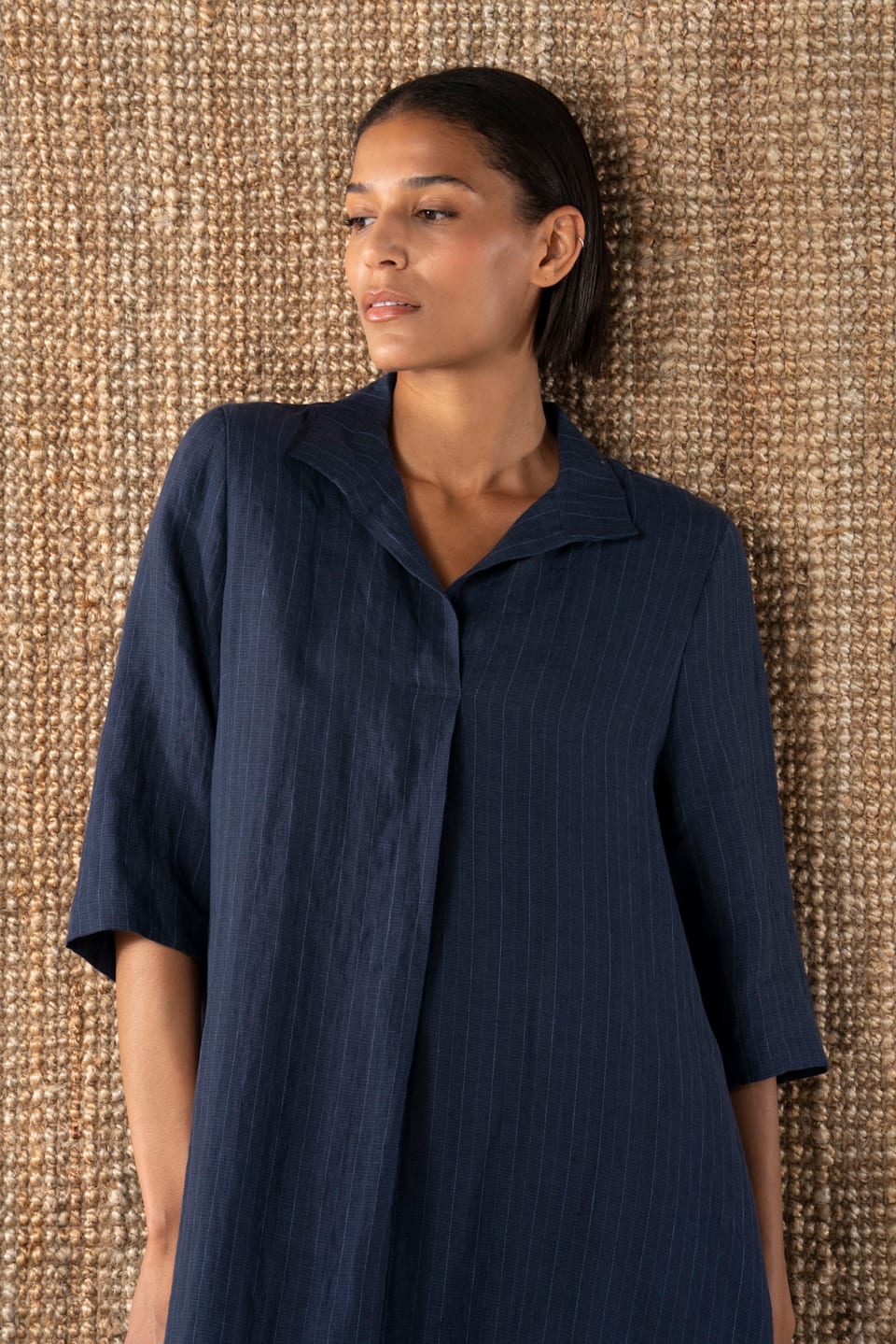 Dress 623 - Blue Linen - 490NAVY - 10260110564