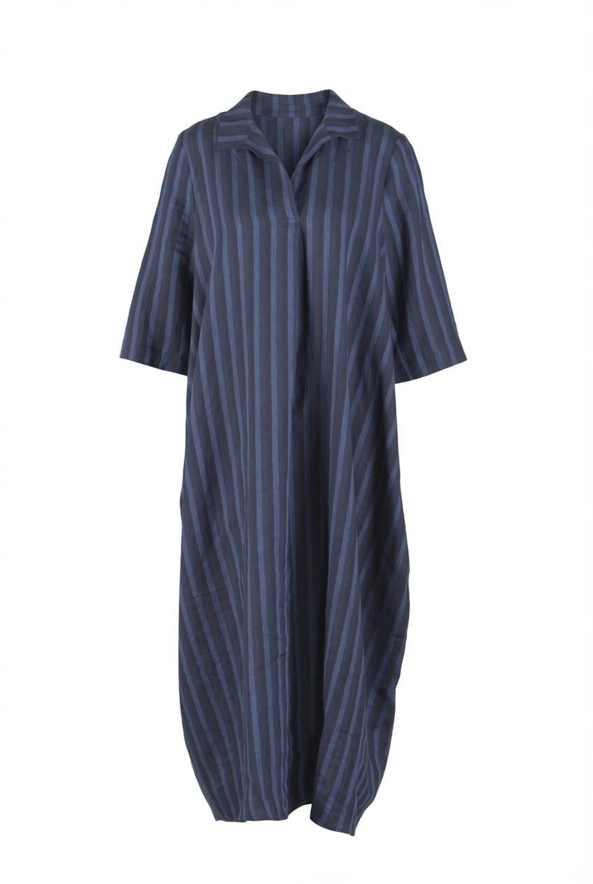 Dress 623 - Blue Linen - 491NAVY - 10260110564