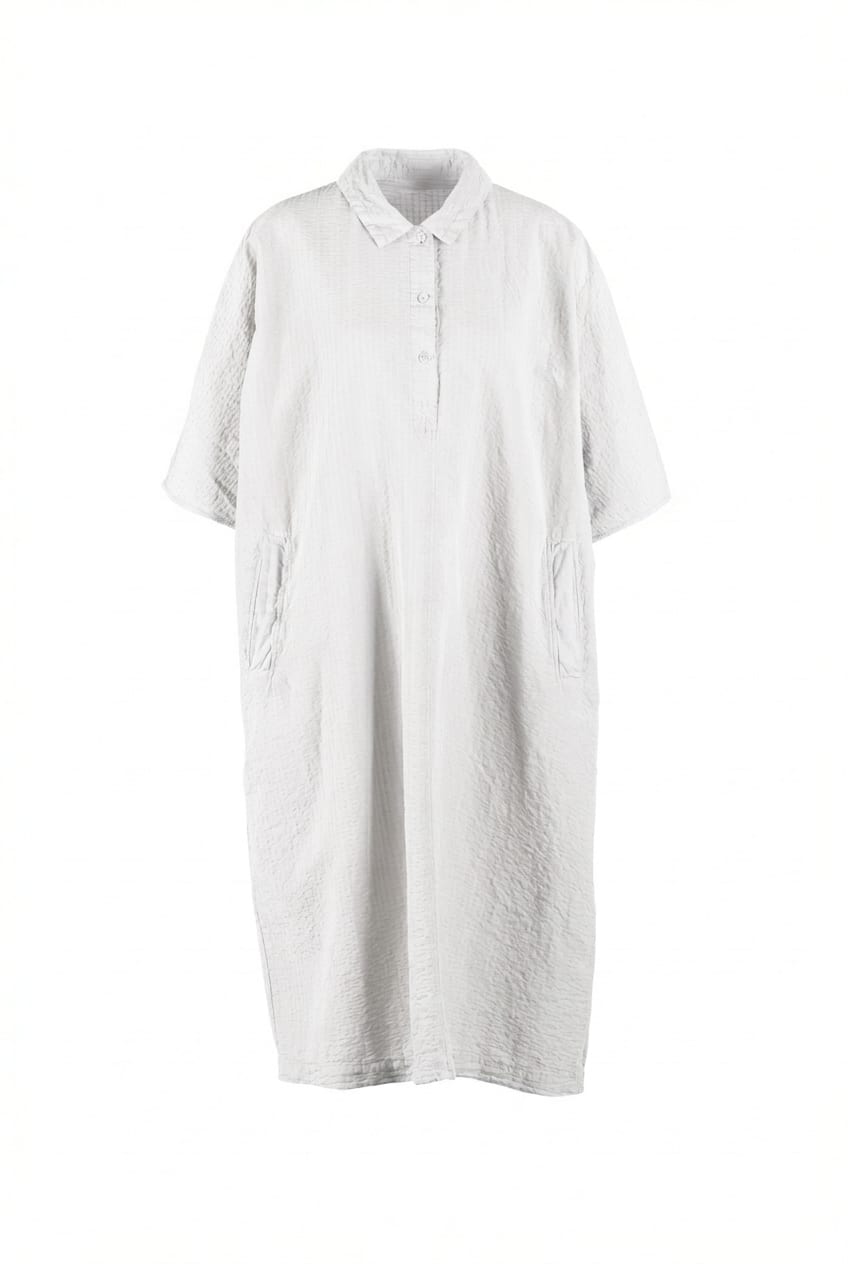 Jurk 624 - Katoen-linnen seersucker - 100WHITE - 10260110565