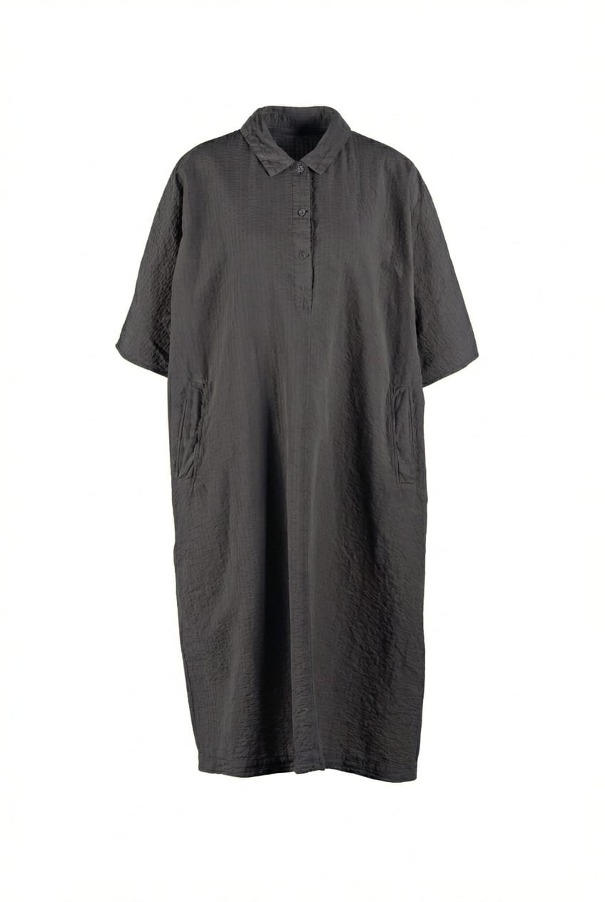 Jurk 624 - Katoen-linnen seersucker - 490NAVY - 10260110565