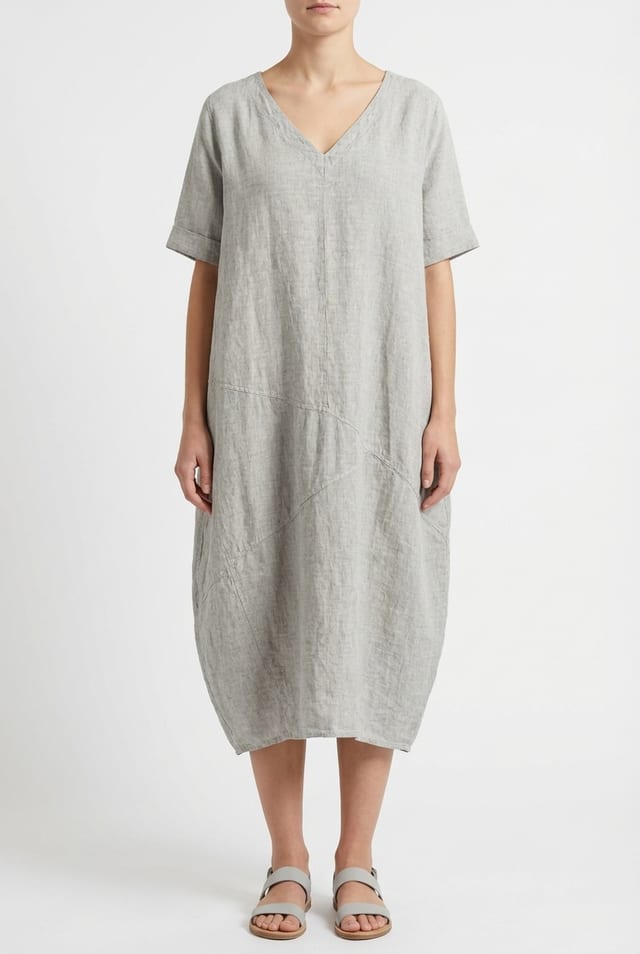 Dress 629 - Linen fine stripes - 120NETTLE - 10260110570