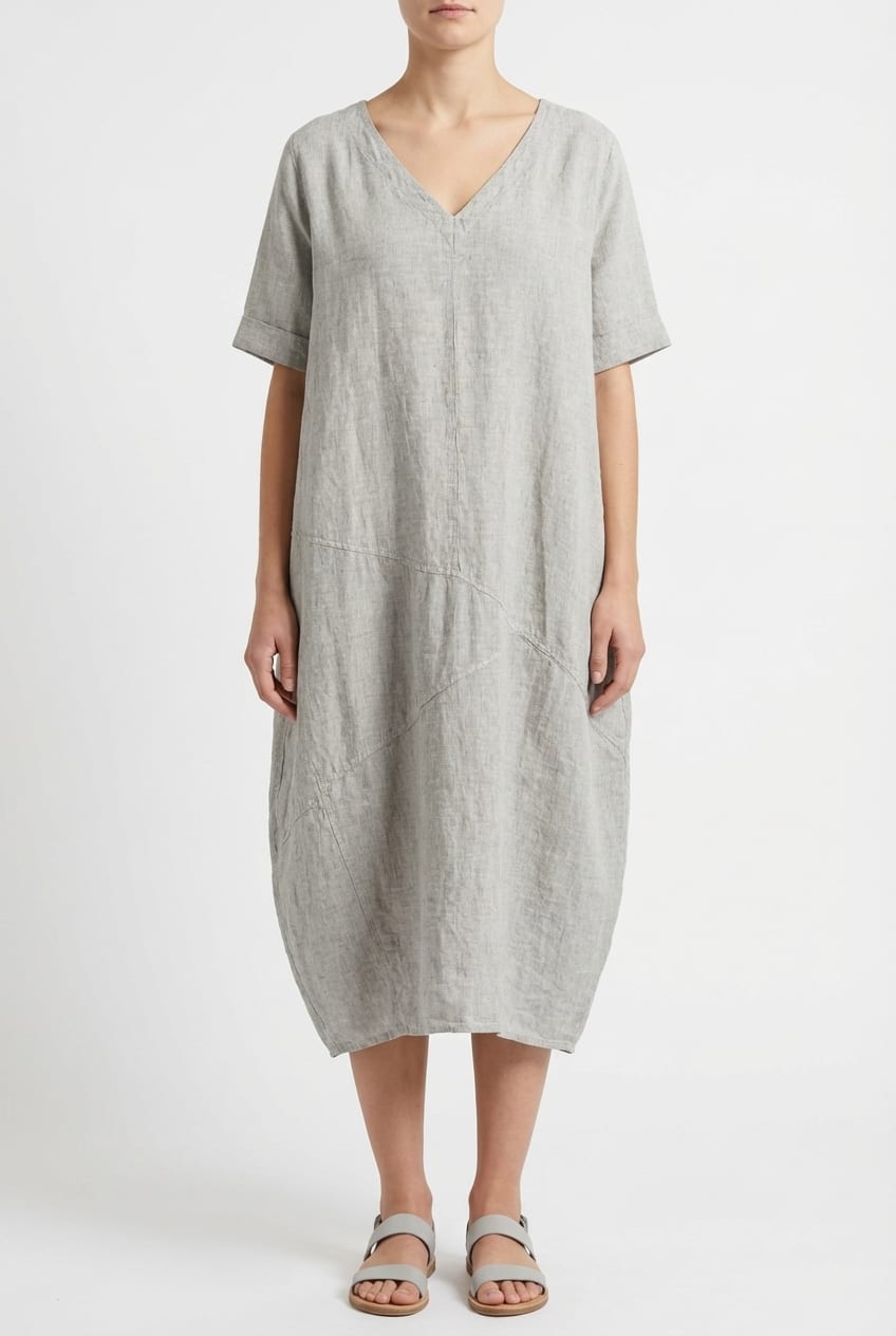 Dress 629 - Linen fine stripes - 120NETTLE - 10260110570