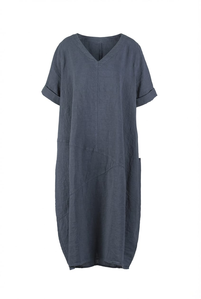Dress 629 - Linen fine stripes - 470DEW - 10260110570