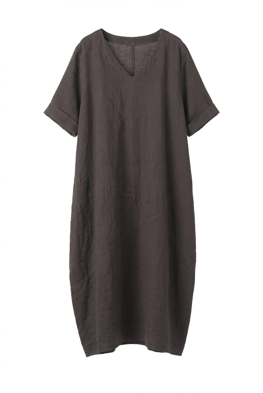 Dress 629 - Linen fine stripes - 480SHALE - 10260110570