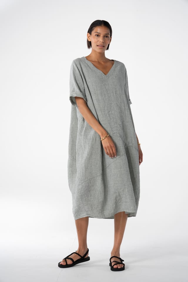 Dress 629 - Linen fine stripes - 620POOL - 10260110570