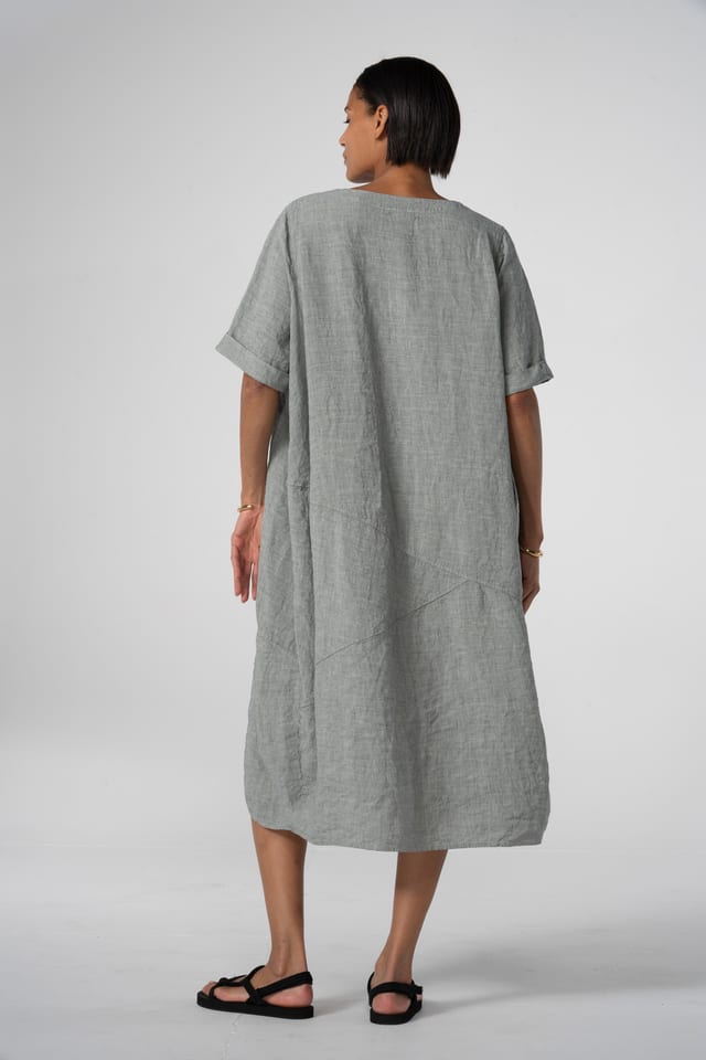 Dress 629 - Linen fine stripes - 620POOL - 10260110570