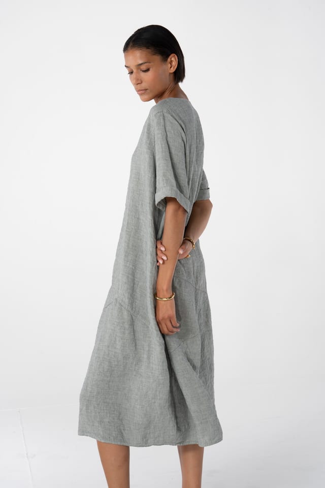 Dress 629 - Linen fine stripes - 620POOL - 10260110570