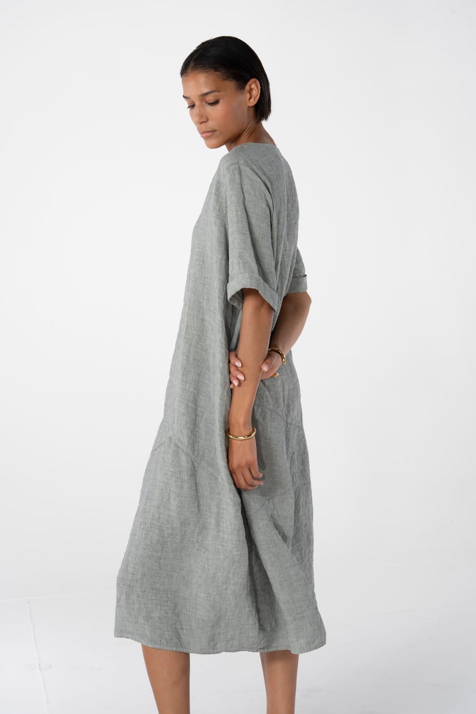 Dress 629 - Linen fine stripes - 620POOL - 10260110570
