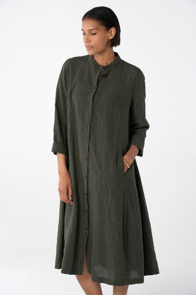 Robe 631 - fil-à-fil en lin et coton - 780PALMTREE - 10260110572