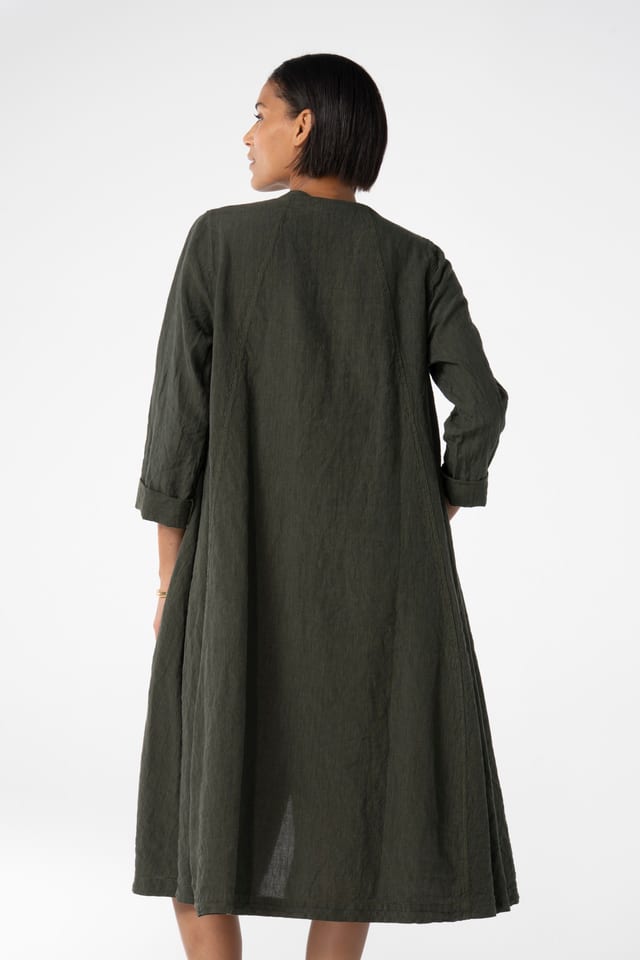 Robe 631 - fil-à-fil en lin et coton - 780PALMTREE - 10260110572