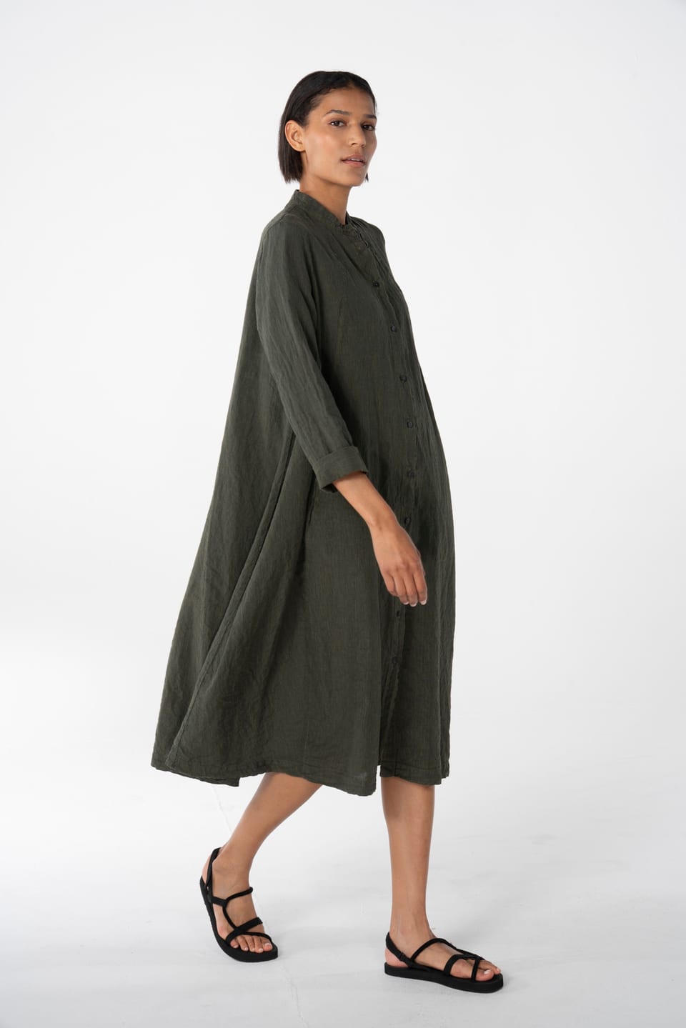 Dress 631 - Linen cotton fil-à-fil - 780PALMTREE - 10260110572