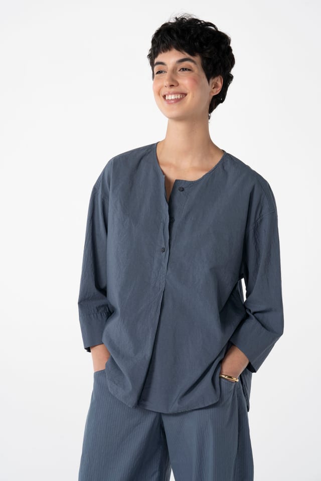 Blouse 615 - Cotton with micro-stripes - 470DEW - 10260110592