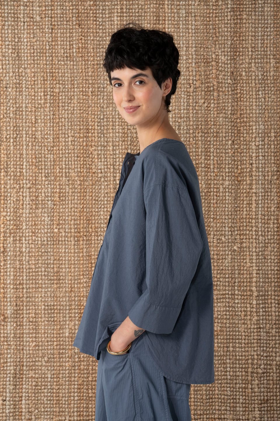 Blouse 615 - Katoen met microstrepen - 470DEW - 10260110592