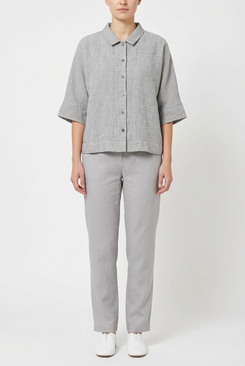 Blouse 616 - Linen fine stripes - 120NETTLE - 10260110593