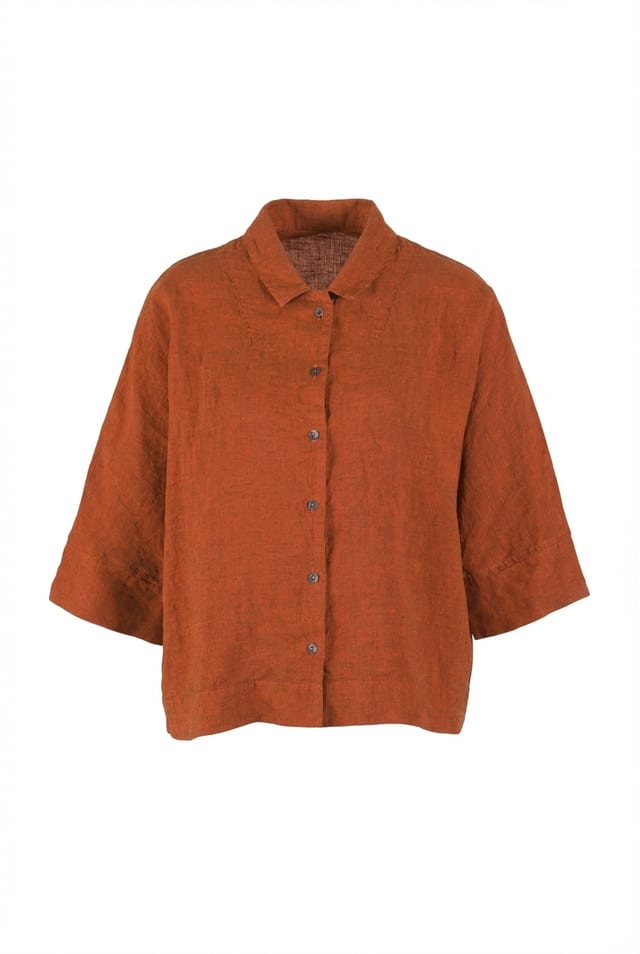 Blouse 616 - Linen fine stripes - 230RUST - 10260110593