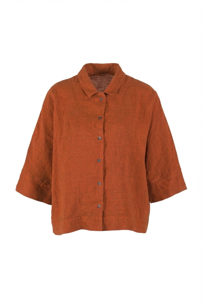 Blouse 616 - Linen fine stripes - 230RUST - 10260110593