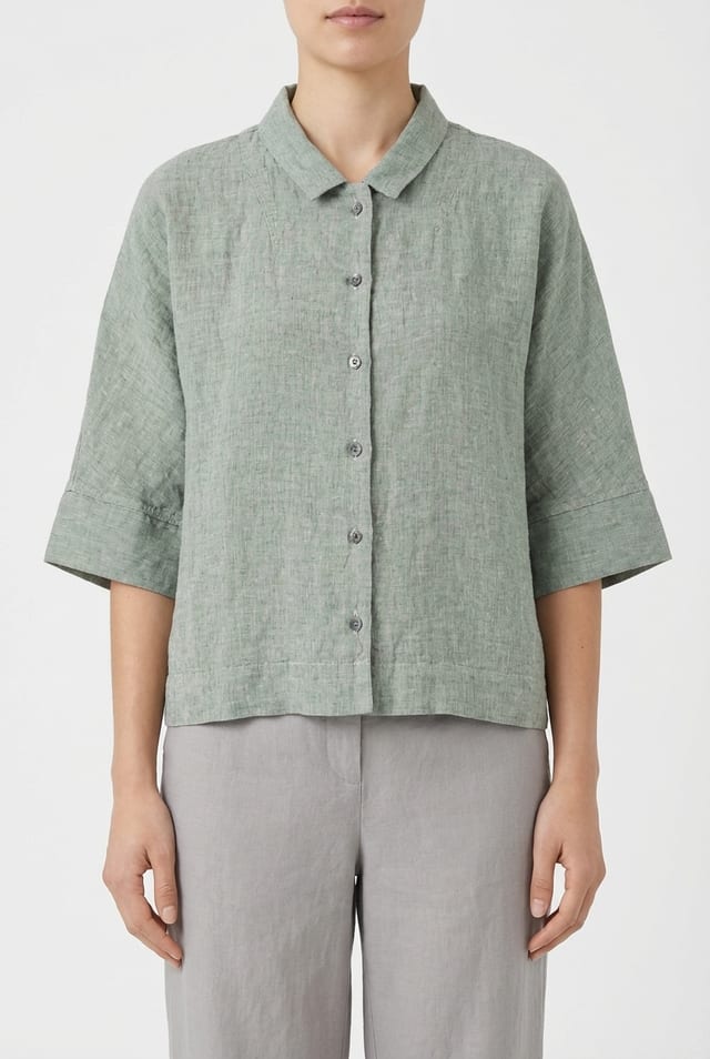 Blouse 616 - Linen fine stripes - 620POOL - 10260110593