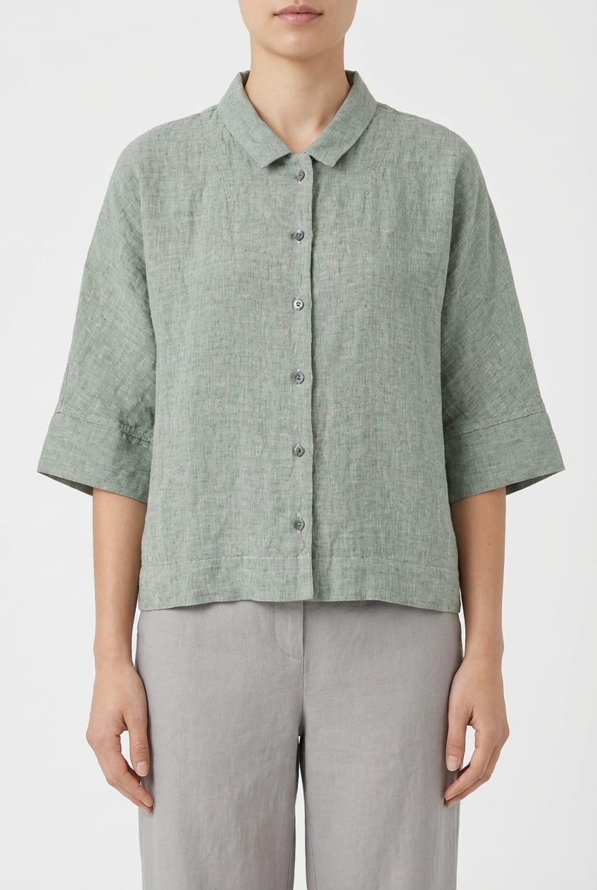 Blouse 616 - Linen fine stripes - 620POOL - 10260110593
