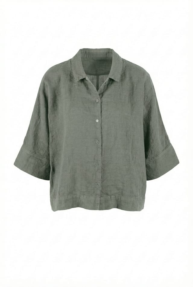 Blouse 616 - Linen fine stripes - 650ALOE - 10260110593