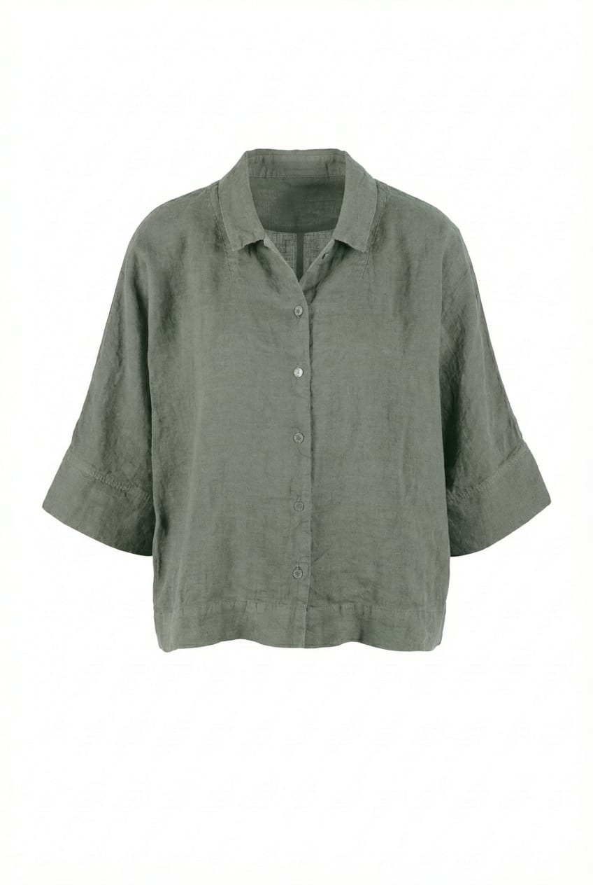 Blouse 616 - Linen fine stripes - 650ALOE - 10260110593