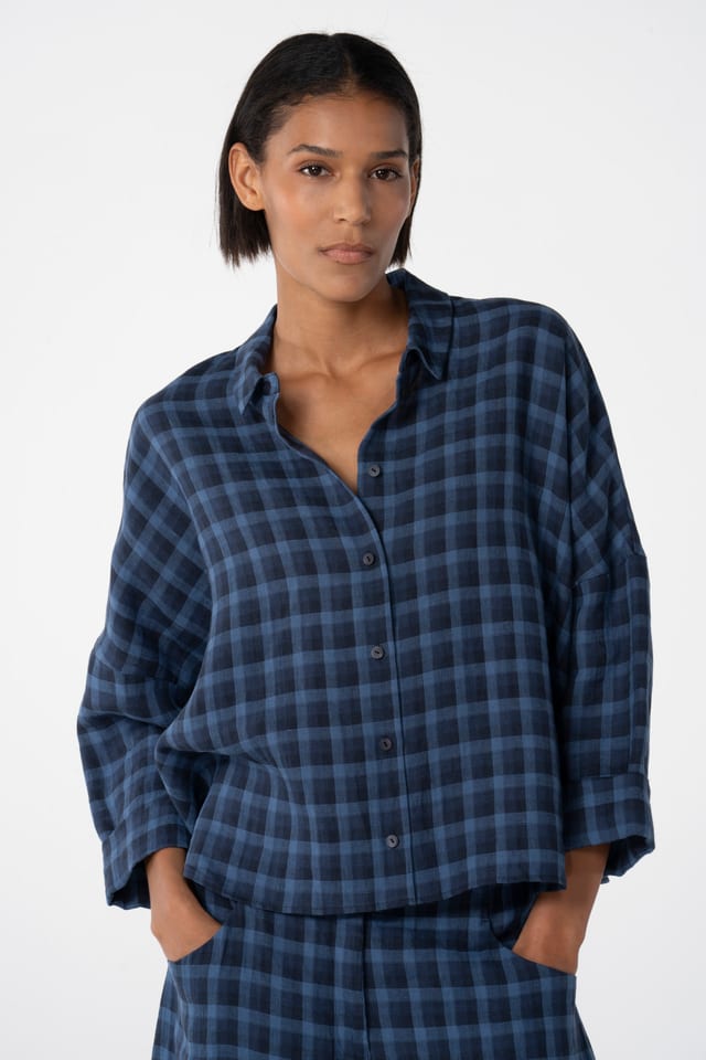 Blouse 617 - Blue Linen - 493NAVY - 10260110594