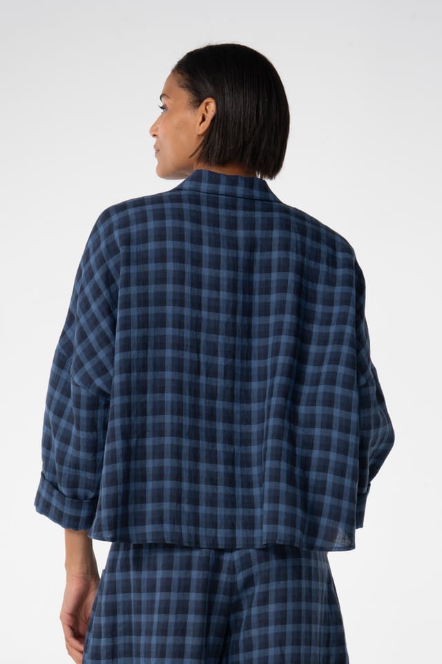 Blouse 617 - Blue Linen - 493NAVY - 10260110594