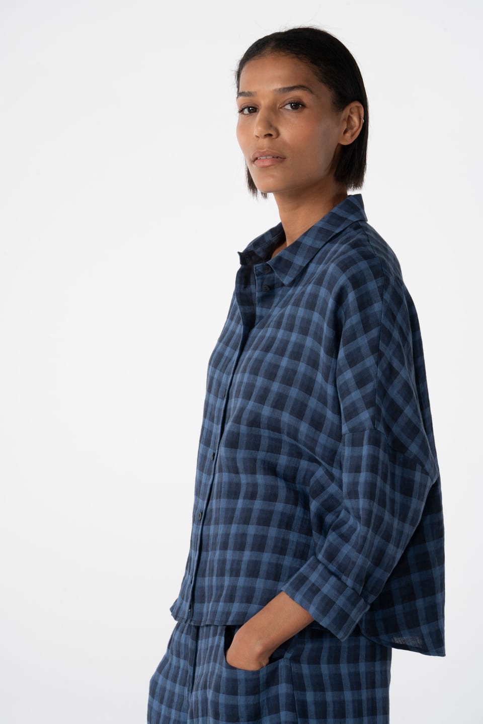 Blouse 617 - Blue Linen - 493NAVY - 10260110594