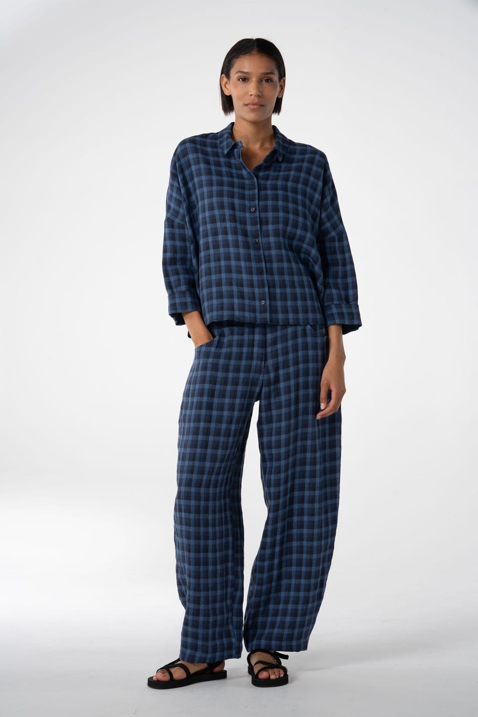 Blouse 617 - Blue Linen - 493NAVY - 10260110594