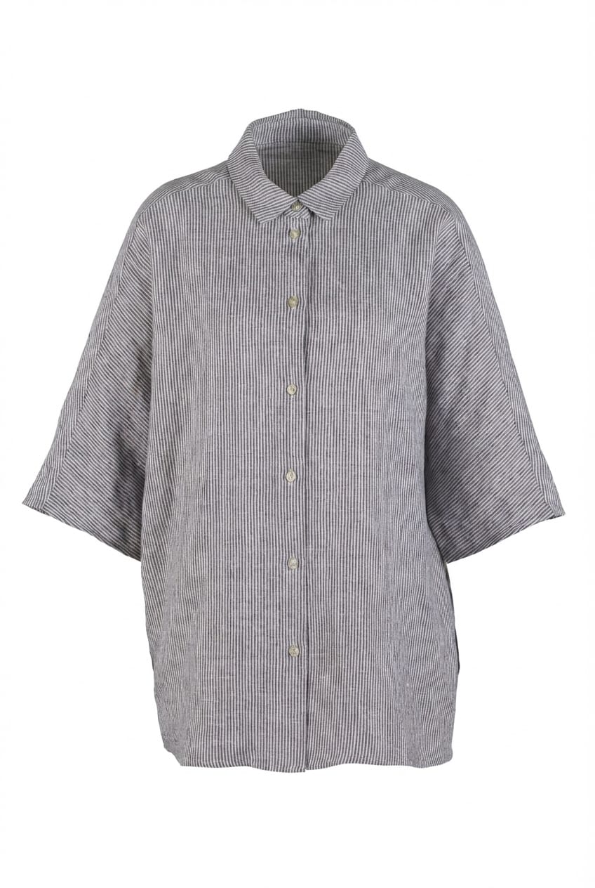 Blouse 622 - Linen stripes variations - 990BLACK - 10260110599