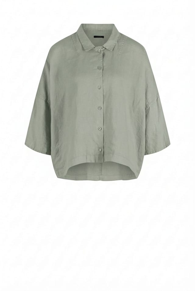 Blouse 624 - Pure linen - 622POOL - 10260110601