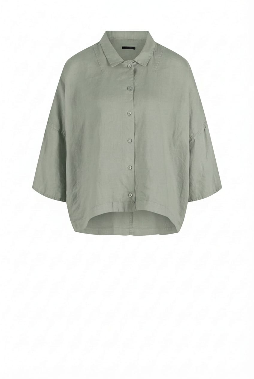 Blouse 624 - Pure linen - 622POOL - 10260110601