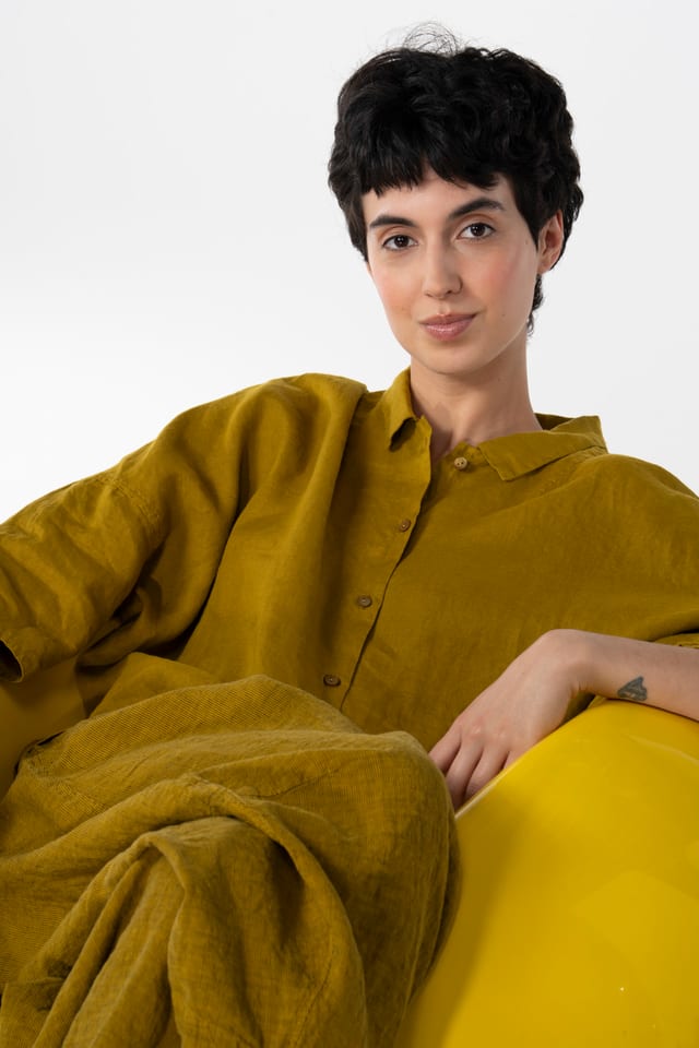 Blouse 624 - Pure linen - 752NUGGET - 10260110601
