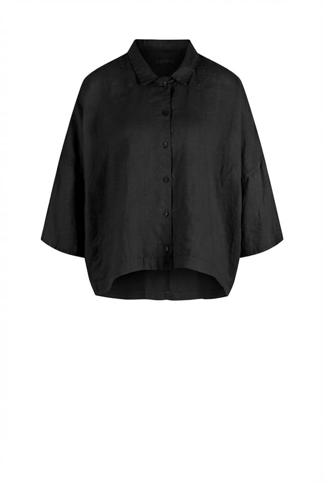 Bluse 624 - Reines Leinen - 990BLACK - 10260110601