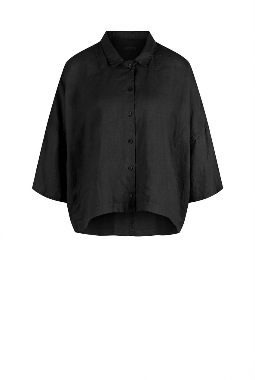 Blouse 624 - Pure linen - 990BLACK - 10260110601