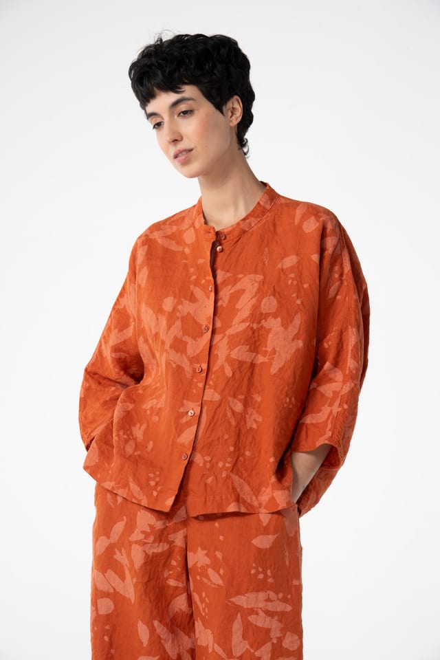 Halenka 625 - Chalk print on pure hemp - 230RUST - 10260110602