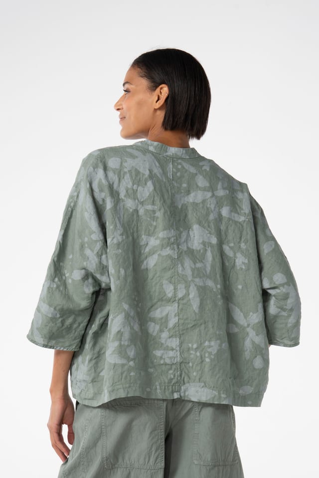 Blouse 625 - Chalk print on pure hemp - 650ALOE - 10260110602