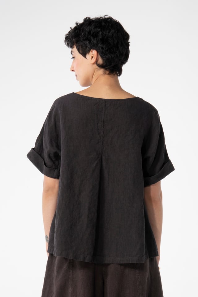 Blouse 629 - Linen cotton fil-à-fil - 480SHALE - 10260110606