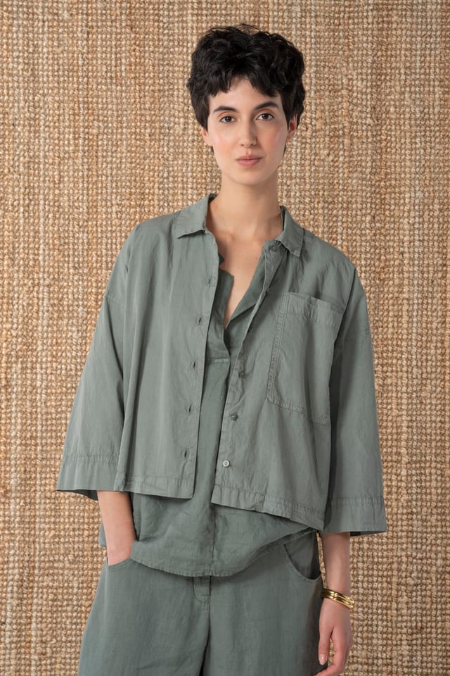 Blouse 632 - Crinkled cotton - 652ALOE - 10260110609