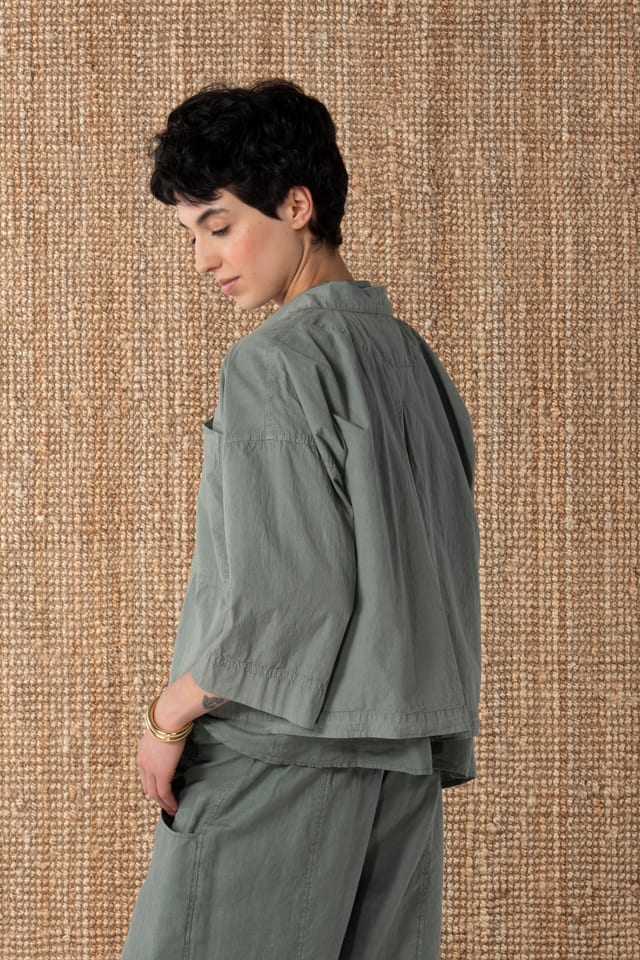 Blouse 632 - Crinkled cotton - 652ALOE - 10260110609