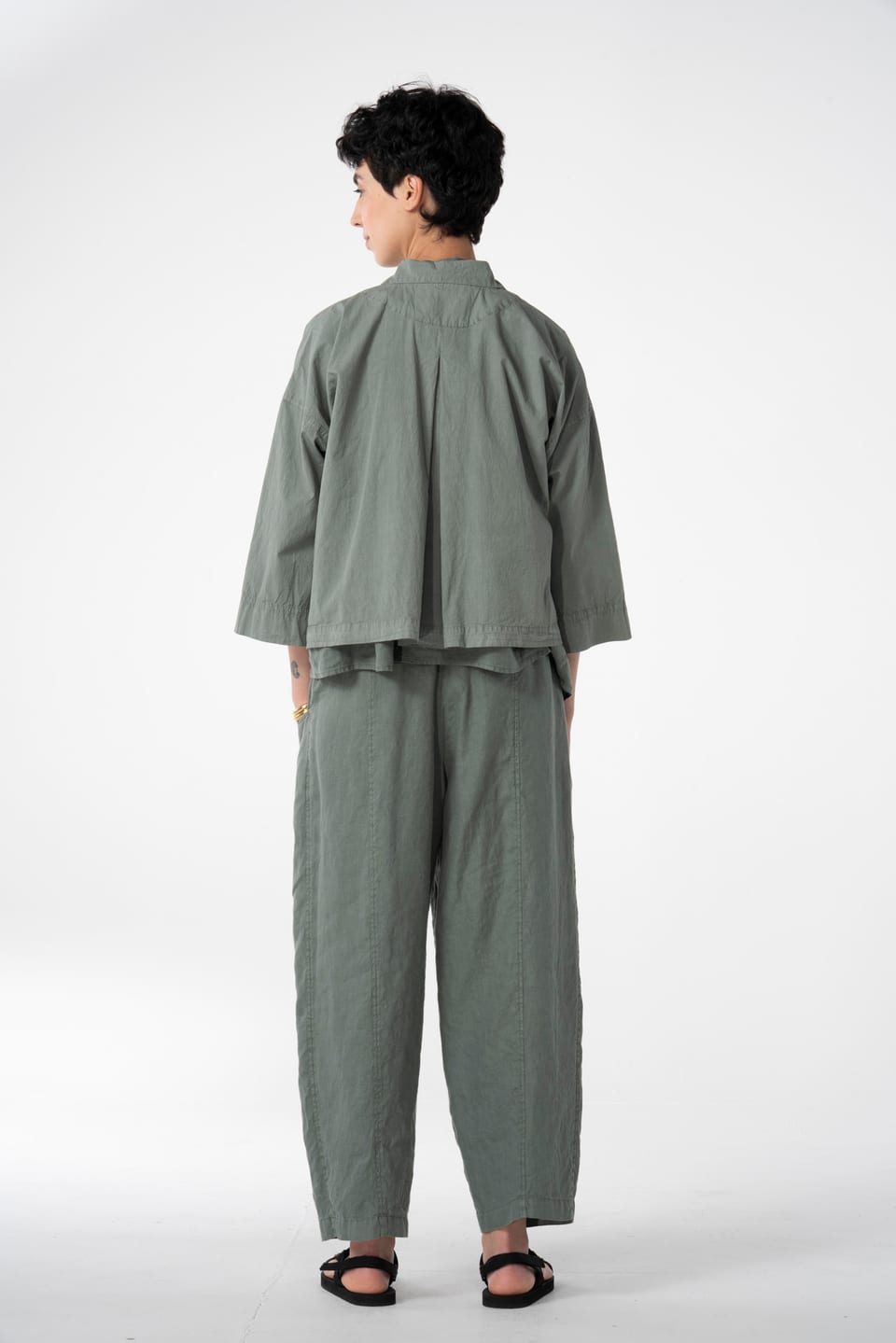 Blouse 632 - Crinkled cotton - 652ALOE - 10260110609