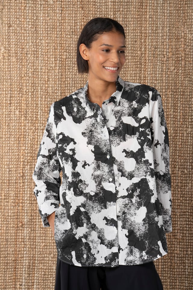 Blouse 634 - Cloudy cotton print - 990BLACK - 10260110611