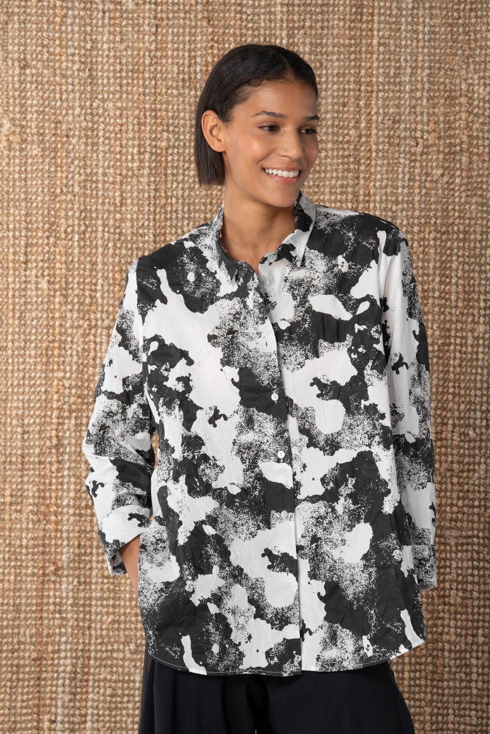 Blouse 634 - Cloudy cotton print - 990BLACK - 10260110611