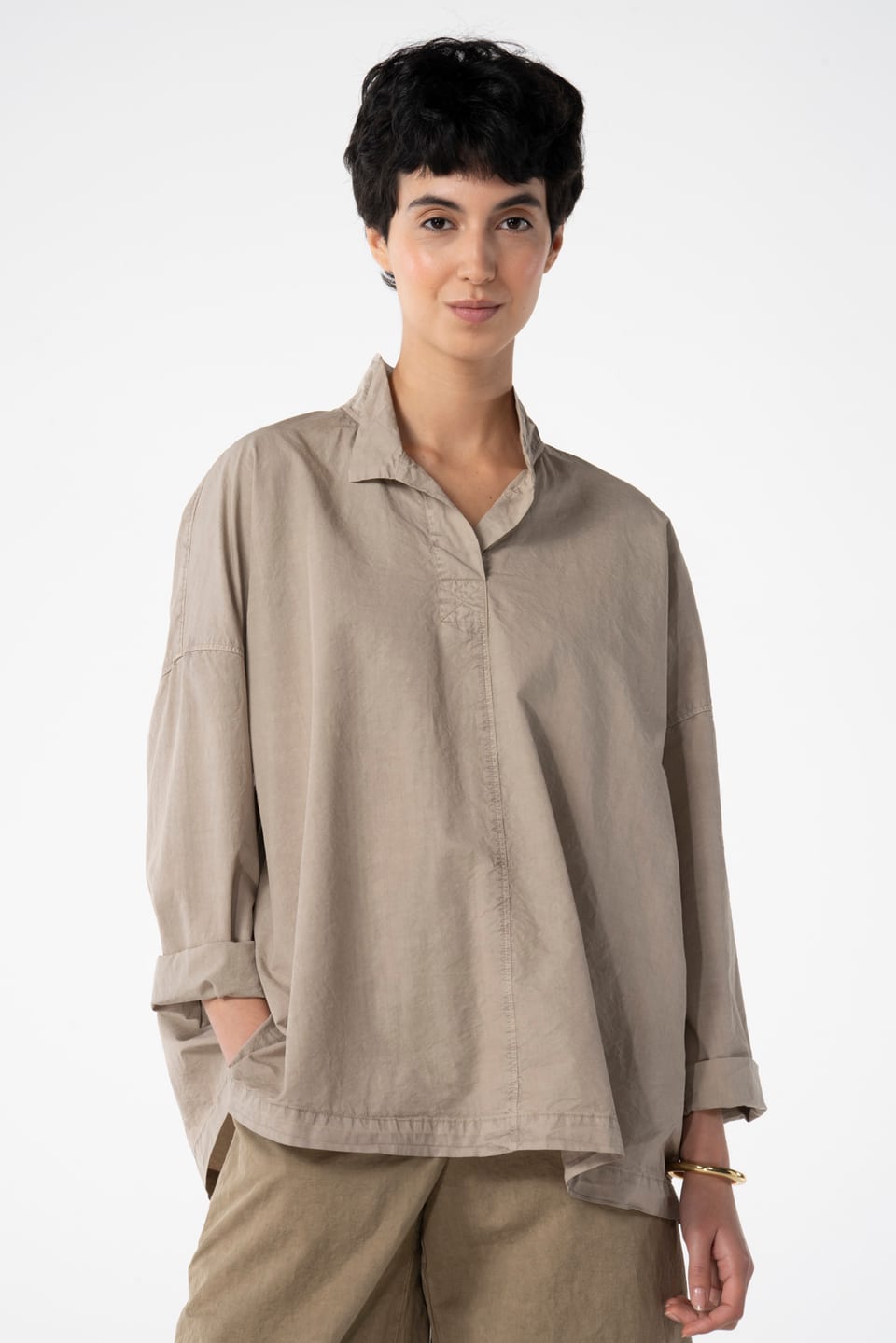 Blouse 635 - Micro twill in cotton lyocell blend - 122NETTLE - 10260110612