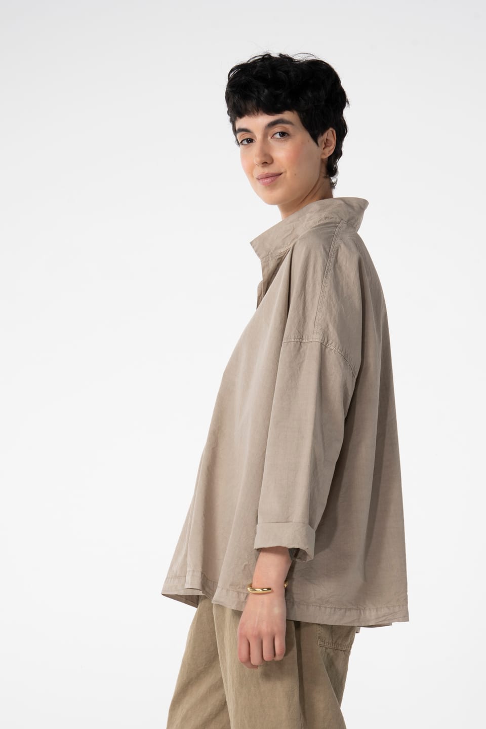 Blouse 635 - Micro twill in cotton lyocell blend - 122NETTLE - 10260110612