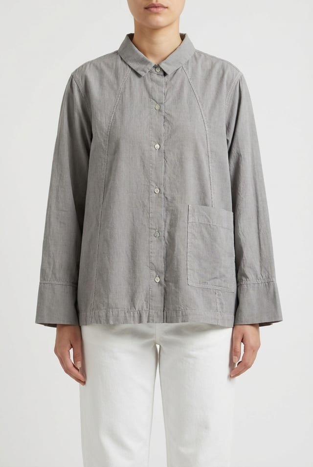 Blouse 636 - Windowpane poplin - 122NETTLE - 10260110613