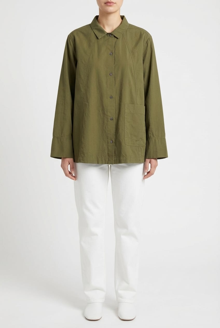 Blouse 636 - Poplin katoen met ruitprint - 772CACTUS - 10260110613