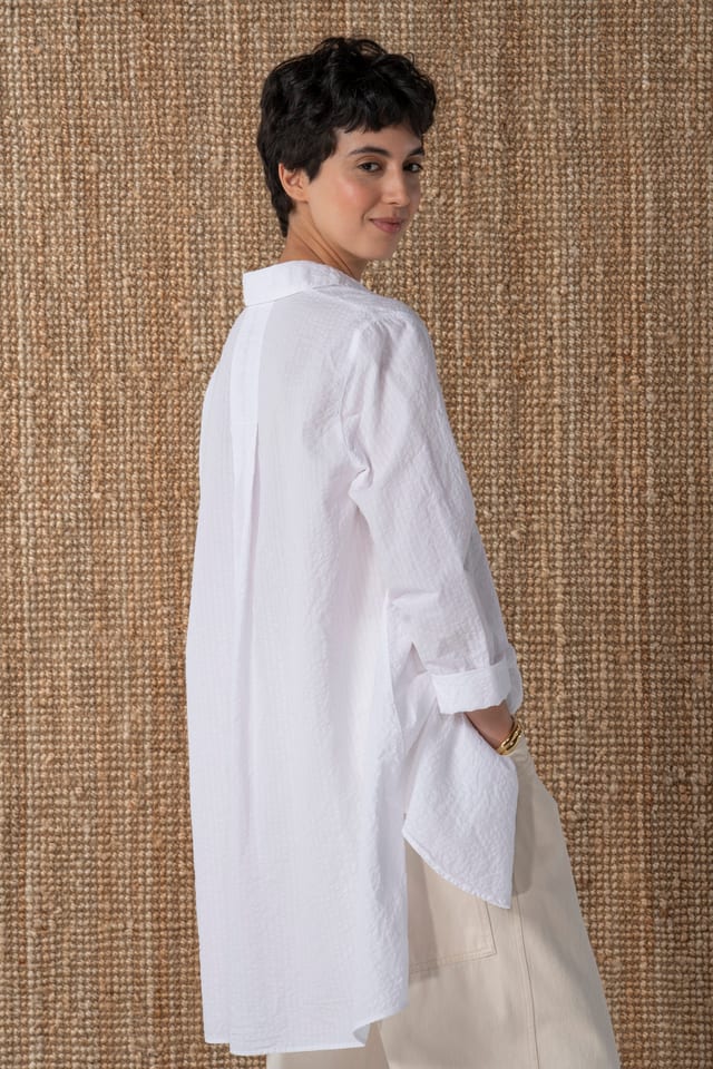 Blouse 637 - Cotton linen seersucker - 100WHITE - 10260110614