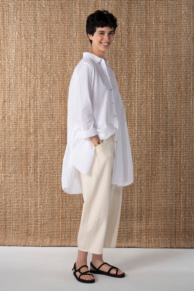 Blouse 637 - Cotton linen seersucker - 100WHITE - 10260110614