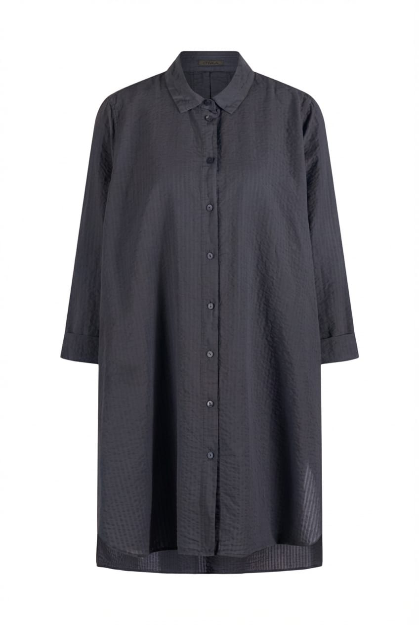 Blouse 637 - Cotton linen seersucker - 472DEW - 10260110614