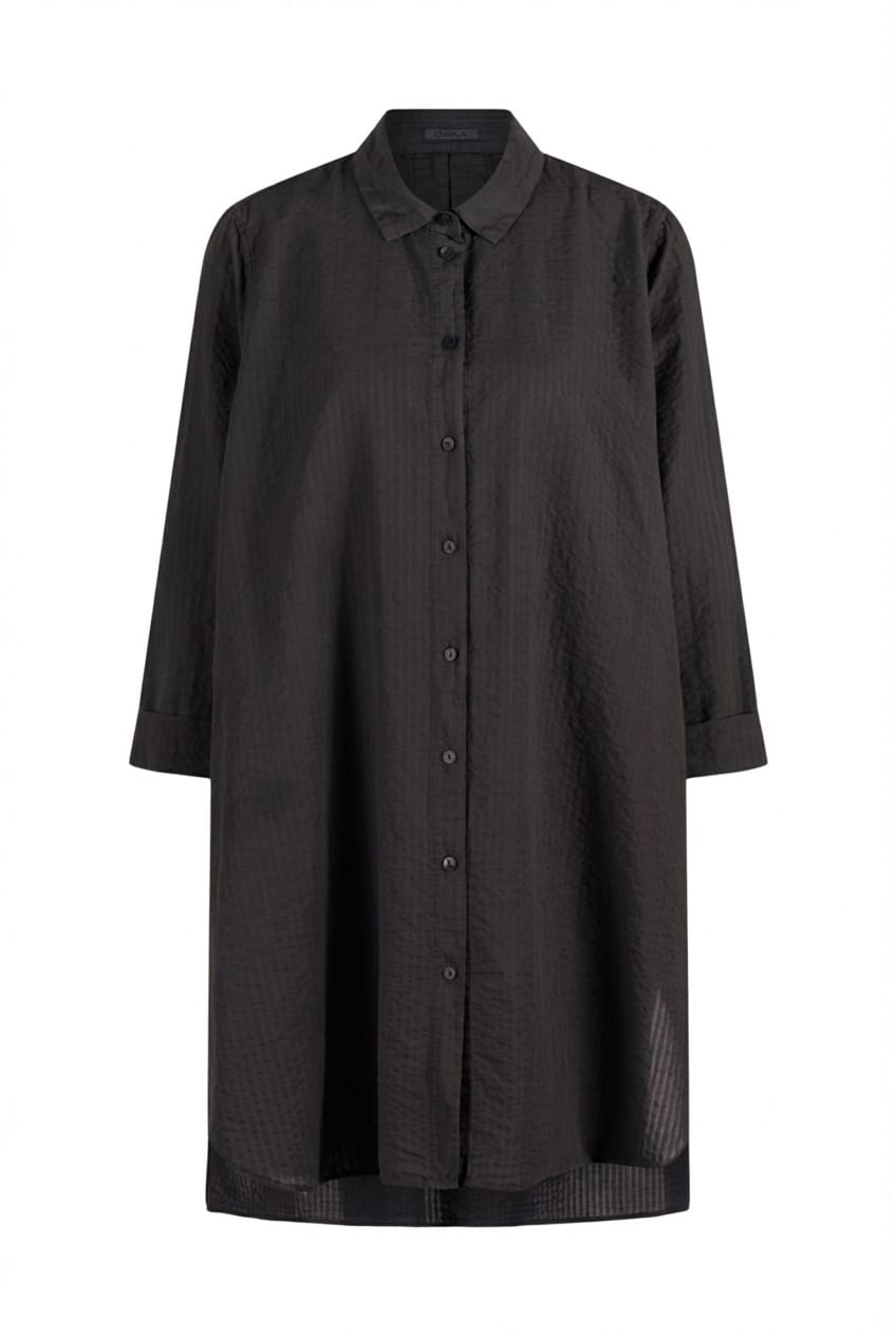 Blouse 637 - Cotton linen seersucker - 490NAVY - 10260110614